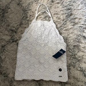 White knitted halter top
